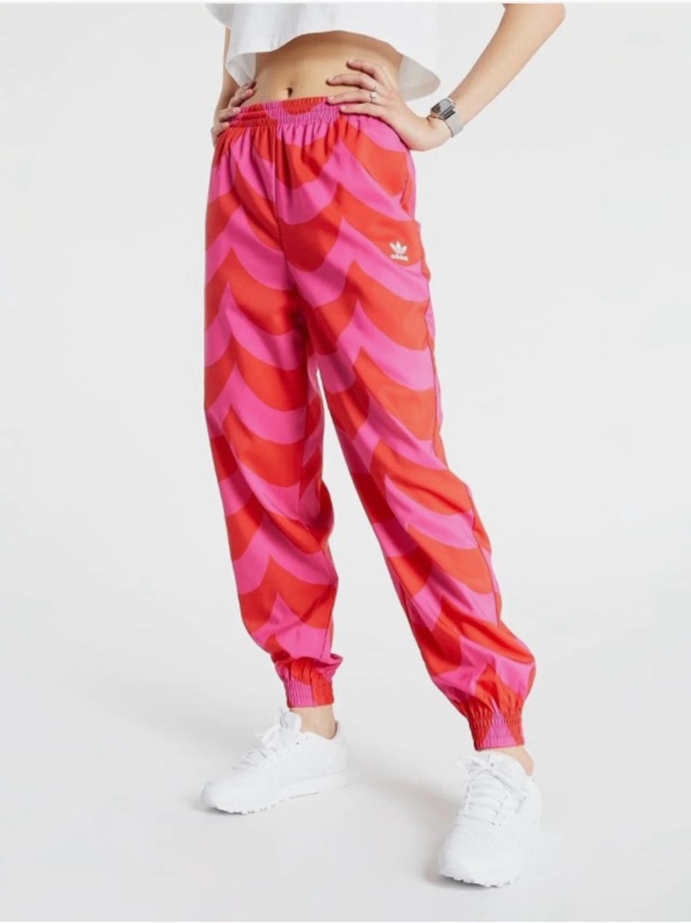 Adidas x Marimekko Cuffed Woven Track Pants Pink Red Size Small